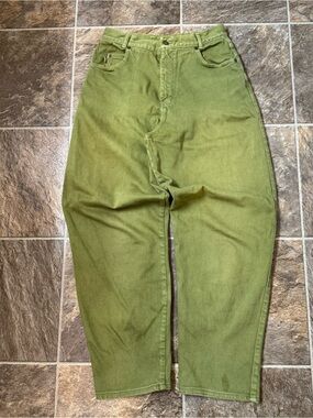 Vtg Authentic Blu By Seasons Olive Green Jeans Bareback Sz 10 High Waist